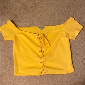Charlotte Russe Yellow Tie-Front Crop Top
